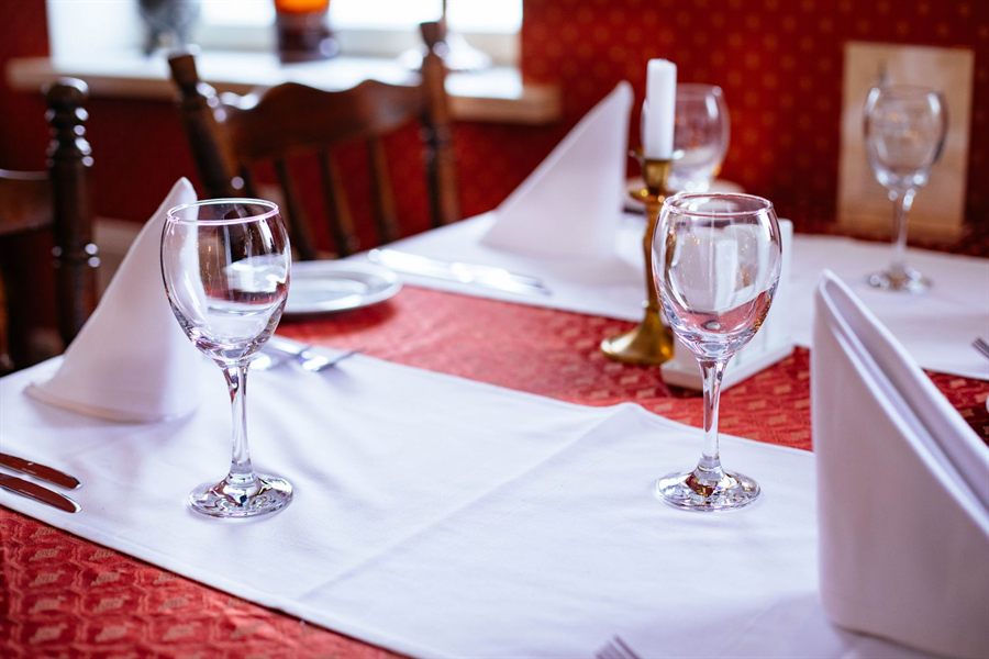 Wine glasses on a dining table